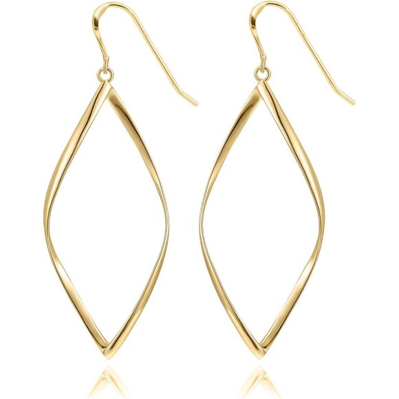 💫 Women Cute Hanging Hoop Earrings Gold 14K Plated Dangle Infinity Jewelry - Picture 1 of 5